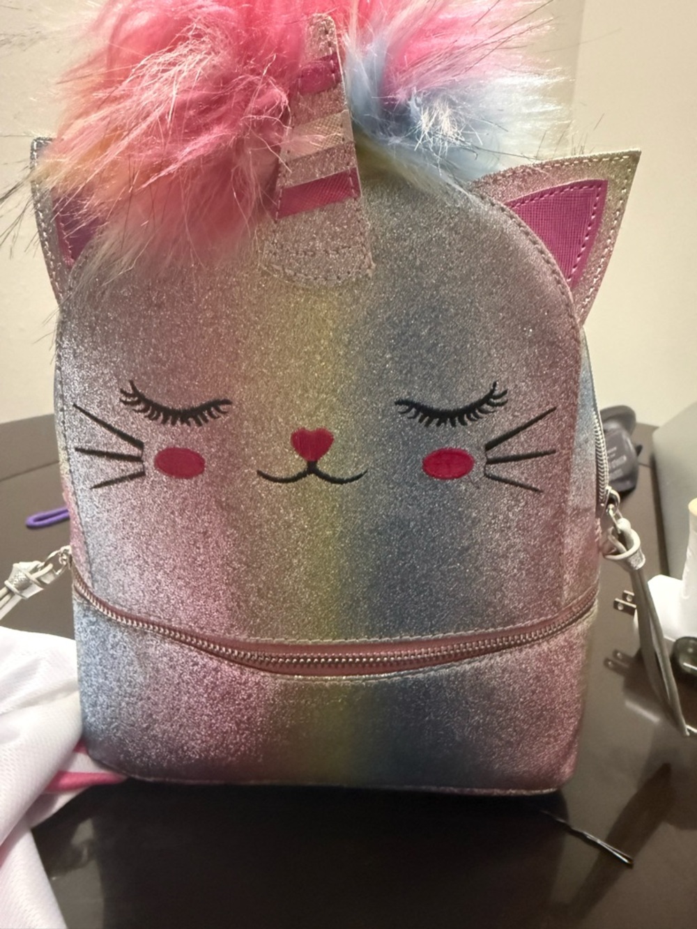 Sparkle Unicorn Cat Crossbody Bag for Kids - Pink Multicolor